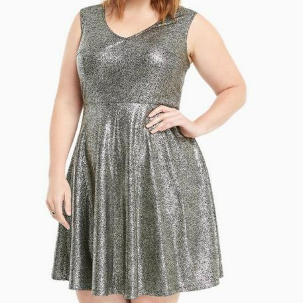 NWT TORRID SIZE 2 Silver Textured Skater Dress